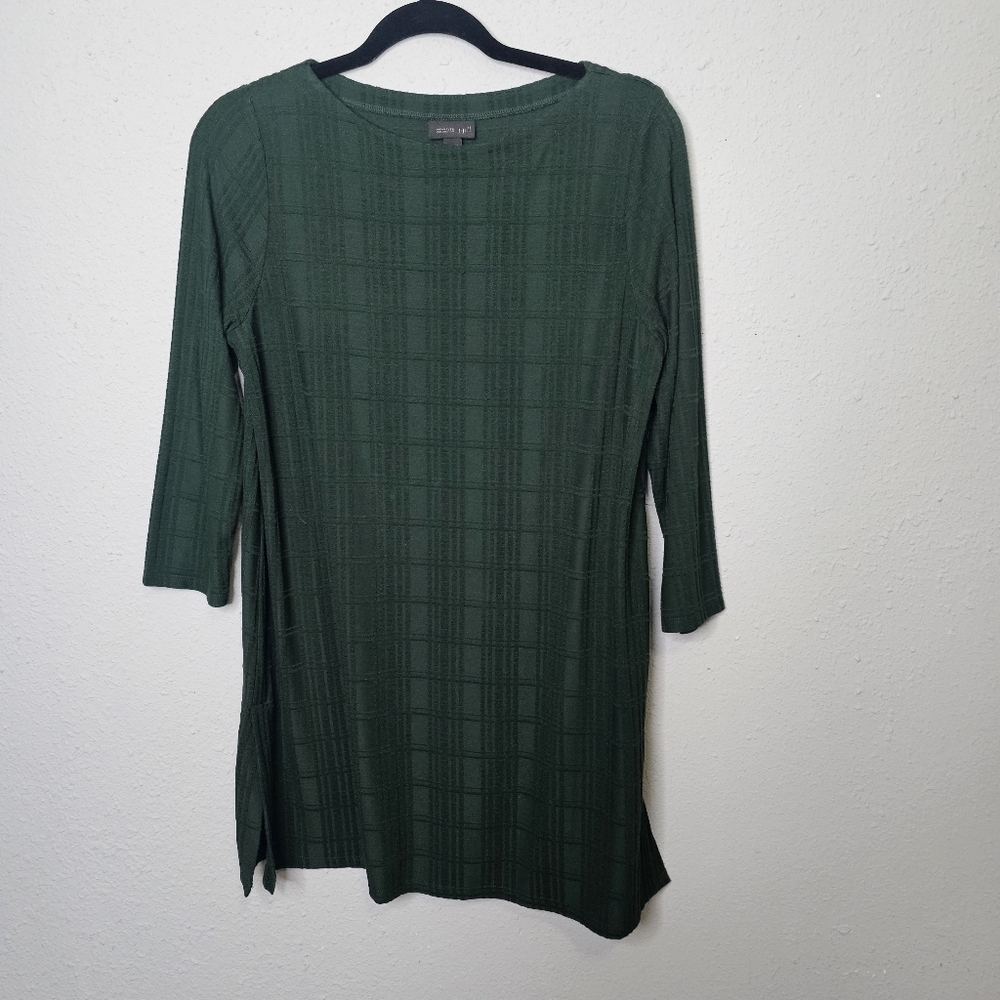 J Jill Wearever Tunic Dress Womens Small Hunter Green Knit Tee Shirt Pullover‎